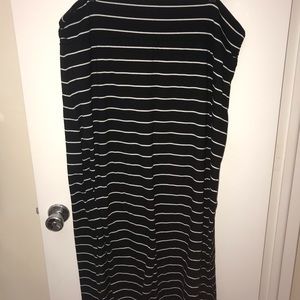 Black and White Striped Maxi Skirt